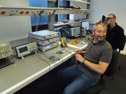 Thomas Bolz working on circuit measurement